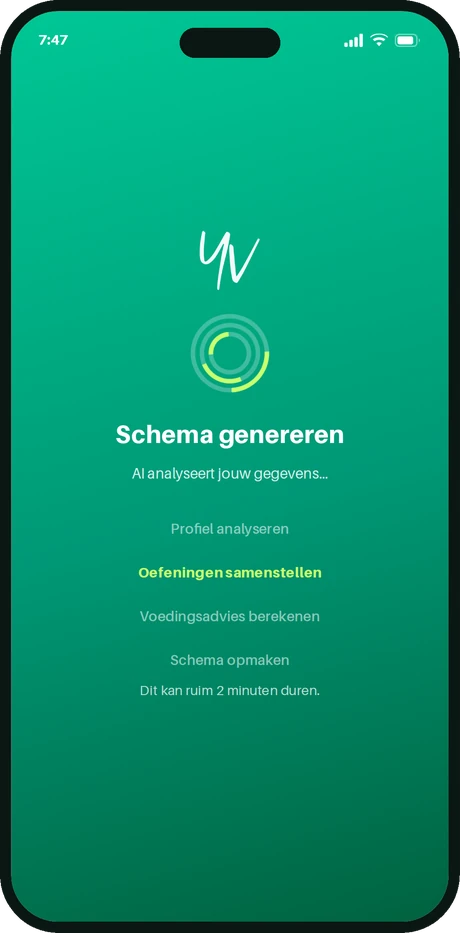 YV Coach stelt het schema samen na de intake